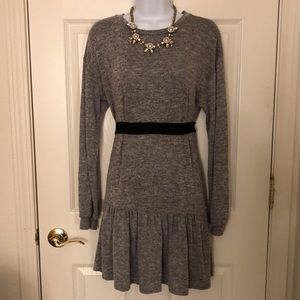 Gray Drop Waist Peplum Flounce Dress